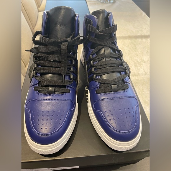 Versace Men’s Two Tones Leather Medusa High Top Sneakers - Picture 2 of 9